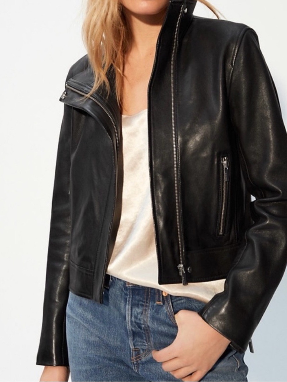 Babaton Black Leather Moto Jacket